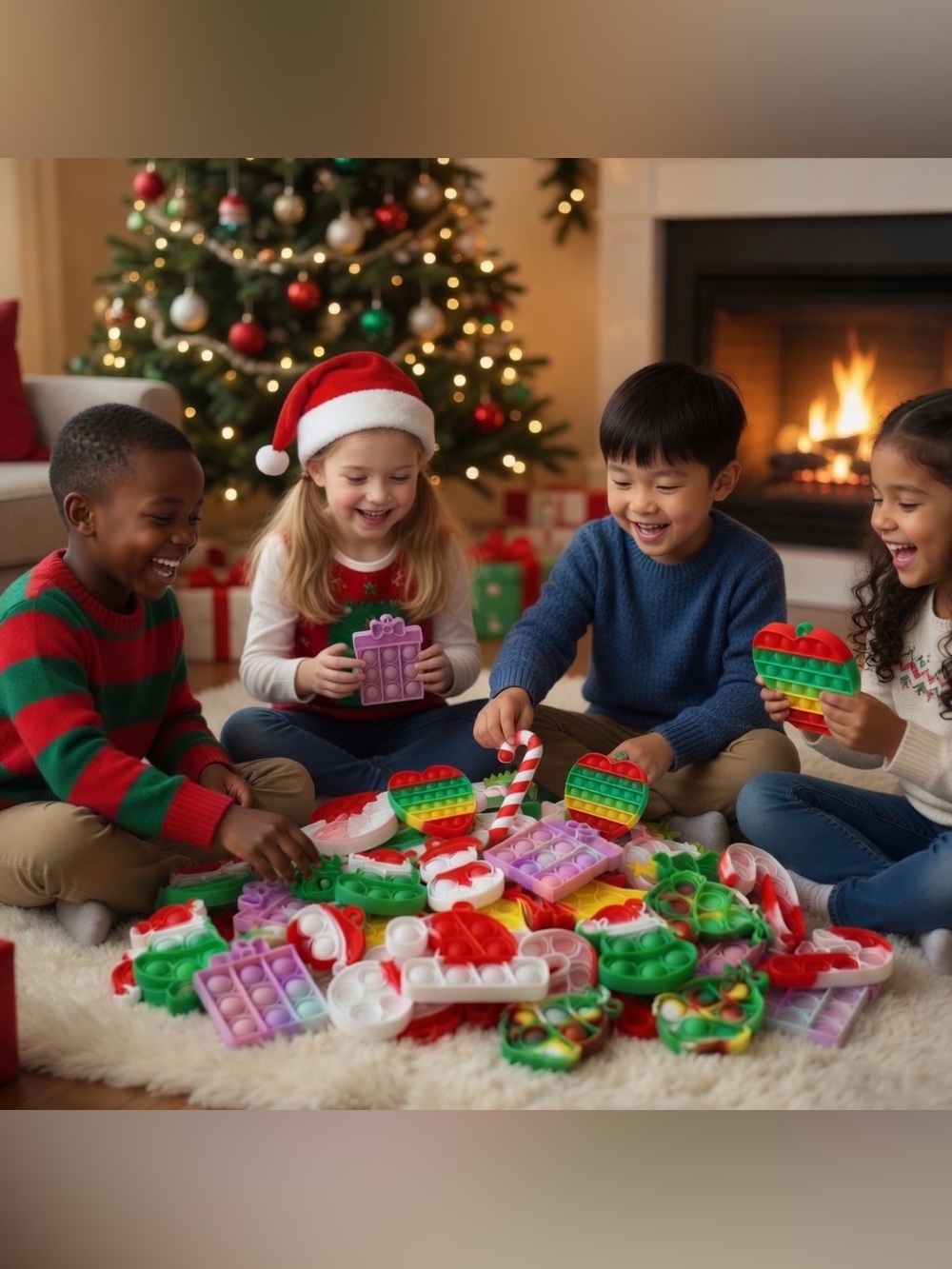 44 Assorted Holiday Silicone Pop-It Fidget Toys - Multi-Color